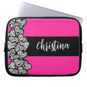 Fuschia rosa Schwarz-weißer Zebrammenname Laptopschutzhülle (Vorderseite)