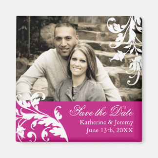 Fuschia Save the Date Wedding Magnet