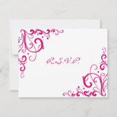 Fuschia und White Blüh Wedding RSVP (Rückseite)