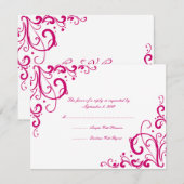 Fuschia und White Blüh Wedding RSVP Karte (Vorne/Hinten)