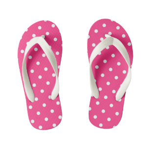 Fuschia und White Polka Dots Kinder Flip Flops Kinderbadesandalen