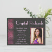 Fuscia Bling Einladung (Stehend Vorderseite)