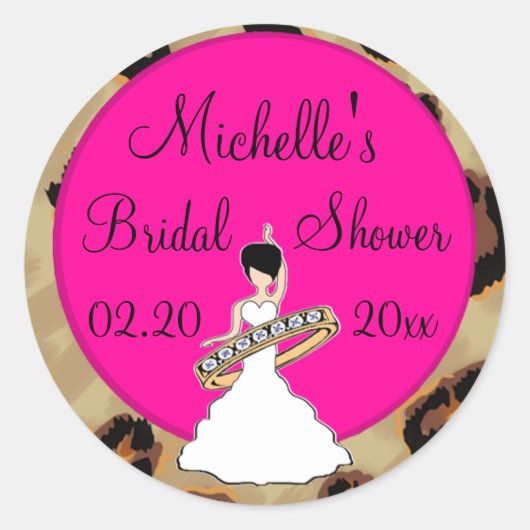 Fuscia Leopard Brautparty Stickers (Vorderseite)