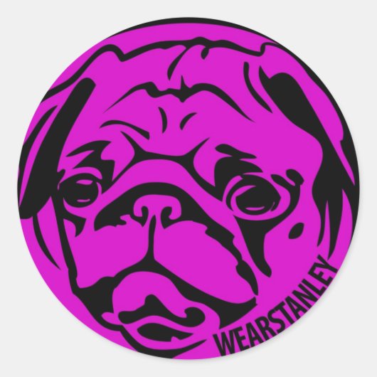 Fuscia Mops Sticker (Vorderseite)