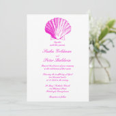 Fuscia Muscheln Hochzeit Einladung (Stehend Vorderseite)
