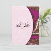 Fuscia Paisley Wedding Einladung (Stehend Vorderseite)