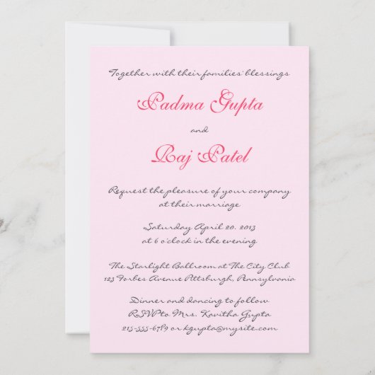 Fuscia Paisley Wedding Einladung (Rückseite)