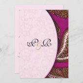 Fuscia Paisley Wedding Einladung (Vorne/Hinten)