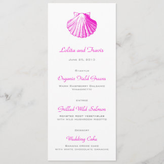 Fuscia Sea Muschel Wedding Menu Card Menükarte