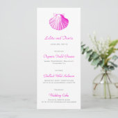Fuscia Sea Muschel Wedding Menu Card Menükarte (Stehend Vorderseite)
