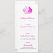 Fuscia Sea Muschel Wedding Menu Card Menükarte (Vorne/Hinten)