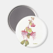 Fushia Aquarell Blume rot und rosa Magnet (Vorderseite/Rückseite)