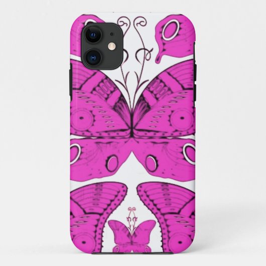 Fushia Butterflies Case-Mate iPhone Hülle (Rückseite)