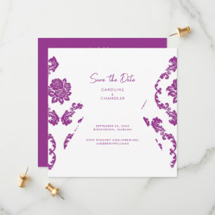 Fushia Damask Foto Hochzeit speichern das Datum Save The Date