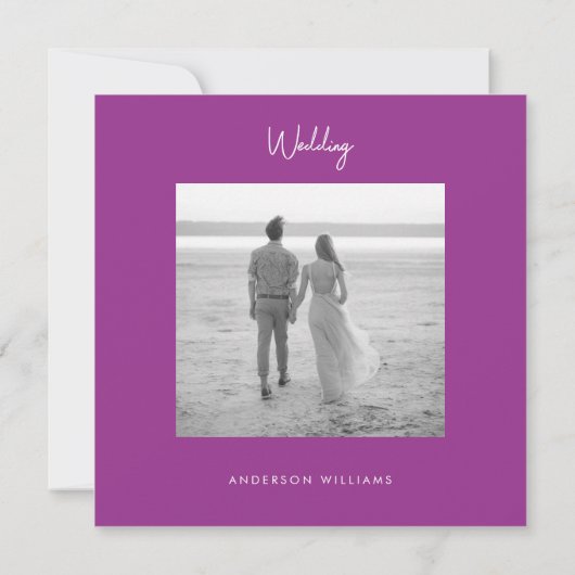 Fushia Damask Foto Hochzeit speichern das Datum Save The Date (Rückseite)