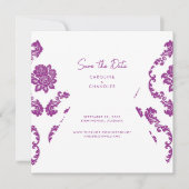 Fushia Damask Foto Hochzeit speichern das Datum Save The Date (Vorderseite)