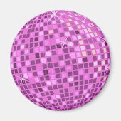 FUSHIA Disco-Ball auf schwarzem Hintergrund Magnet (Vorne)
