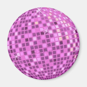 FUSHIA Disco-Ball auf schwarzem Hintergrund Magnet