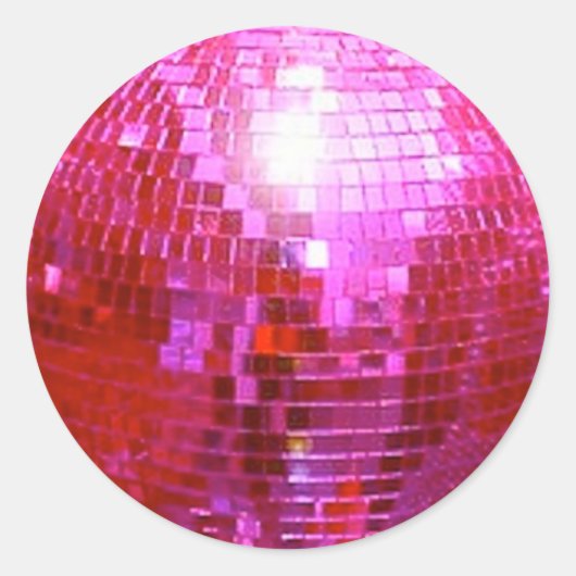 FUSHIA DISCO BALL DANCE PARTY RUNDER AUFKLEBER (Vorderseite)