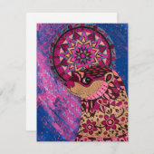 Fushia Floral Otter Mitteilungskarte (Vorne/Hinten)