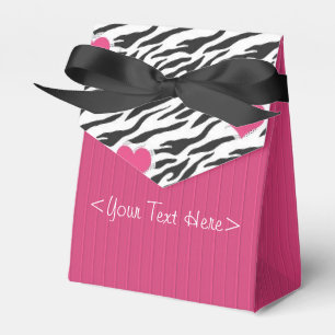 Fushia Striped Zebra und Herz Muster Bevorzugung B Geschenkschachtel
