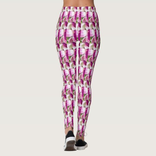 Fushia weiße Klein gedruckt-Leggings grünen Leggings (Rückseite)