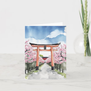 Fushimi Inari Shrine Kyoto Japan Wasserfarbe Karte