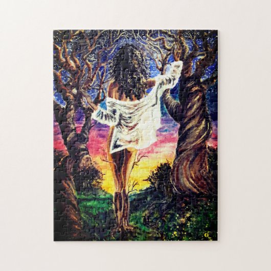 Fusion - Aquarellmalerei - Dame des Waldes Puzzle (Vertikal)