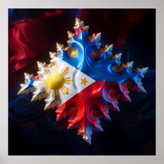 Fusion der philippinischen Flagge und des Mandelbr Poster (Vorne)