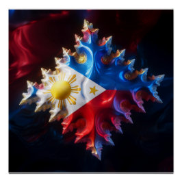 Fusion der philippinischen Flagge und des Mandelbr Poster