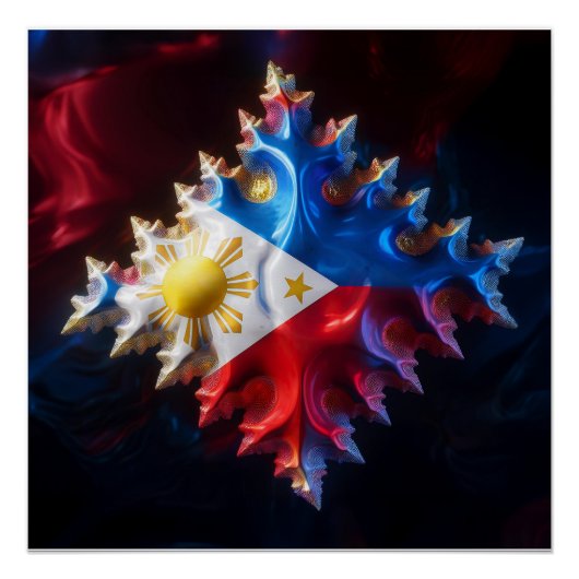 Fusion der philippinischen Flagge und des Mandelbr Poster (Vorderseite)