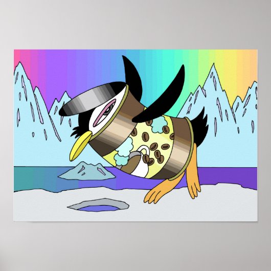 Fusion von Dosenkaffee und Pinguinen. Poster (Vorne)