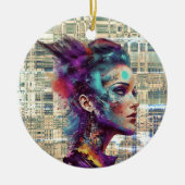 Fusion von Kunst und Technologie: Digitale Träume Keramik Ornament (Vorne)