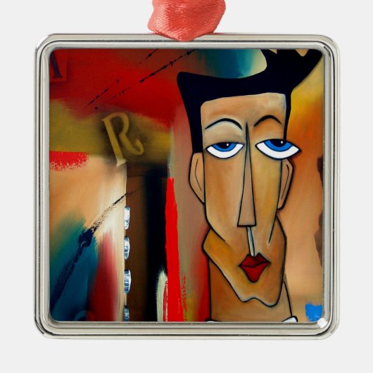 fusionierte abstrakte Kunst Silbernes Ornament (Vorne)