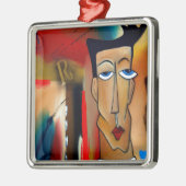 fusionierte abstrakte Kunst Silbernes Ornament (Links)