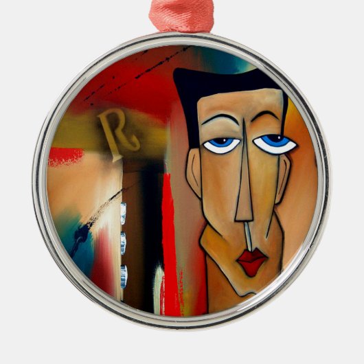 fusionierte abstrakte Kunst Silbernes Ornament (Vorne)