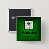 Fusions-grünes Quadrat Button (Vorne & Hinten)