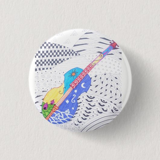 Fusionsgekritzel von Farben und Schwarzweiss Button (Vorderseite)