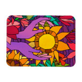Fusionsmuster mit Blume und Händen Magnet (Horizontal)