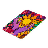 Fusionsmuster mit Blume und Händen Magnet (Linke Seite)
