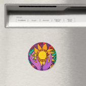 Fusionsmuster mit Blume und Händen Magnet (In Situ (Geschirrspüler))