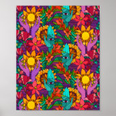 Fusionsmuster mit Blume und Händen Poster (Vorne)