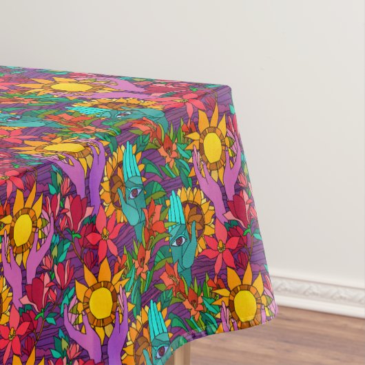 Fusionsmuster mit Blume und Händen Tischdecke (Beispiel)
