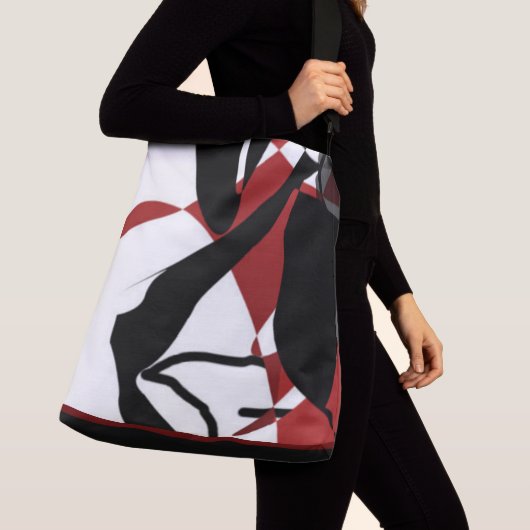 Fusionsrote, schwarze und weiße Elementare Tragetaschen Mit Langen Trägern (Von Nahem)