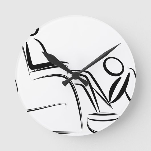 Fuß-Massage-Strichmännchen Runde Wanduhr (Vorderseite)