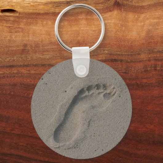 Fußabdruck im Sand Schlüsselanhänger (Vorderseite)