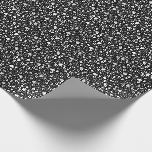 Fußabdrücke 01b. Black BG Geschenkpapier (Ecke)