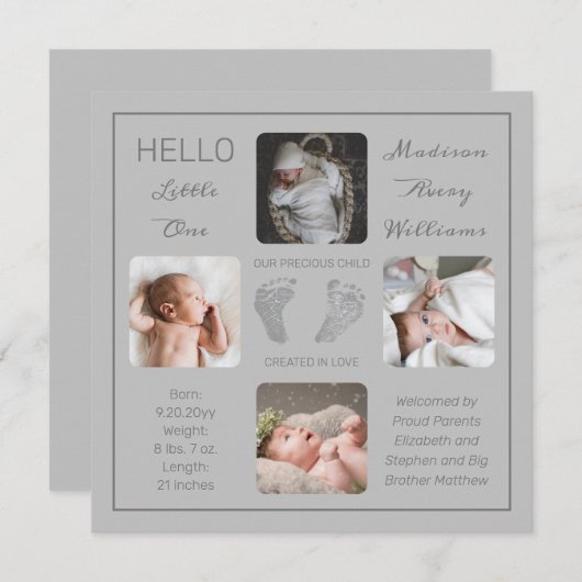 Fußabdrücke Ankündigung mehrerer Fotos zur Geburt (Vorne/Hinten)