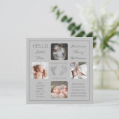 Fußabdrücke Ankündigung mehrerer Fotos zur Geburt (Stehend Vorderseite)