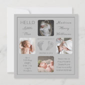 Fußabdrücke Ankündigung mehrerer Fotos zur Geburt (Vorderseite)